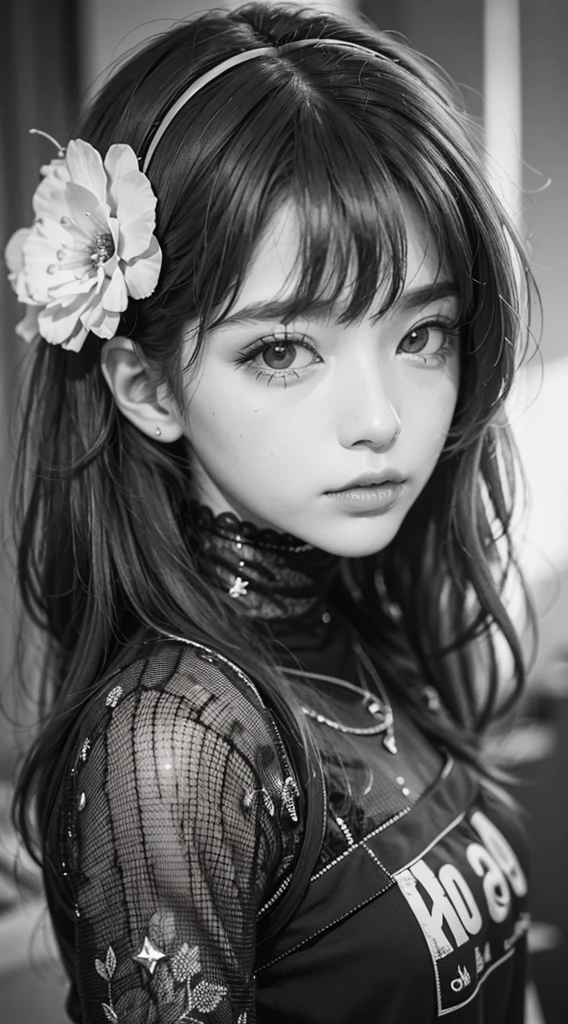 ((Masterpiece, Superb Quality, Super Delicate, High Resolution)), Solo, Pretty Girl, Sparkling Eyes, Perfect Eyes, 15 years old, Black and White Gold theme