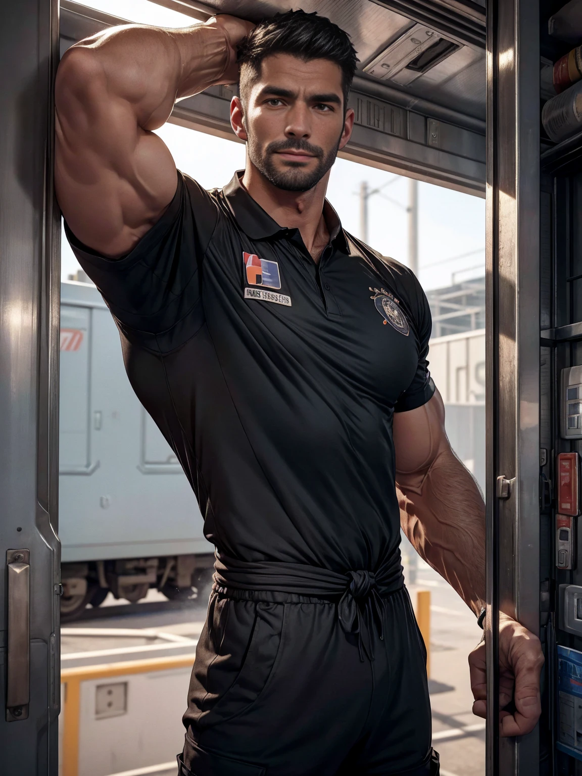 Skinny and strong 30-year-old German male !Obvious big throat knot！SF Express Freight Car！Skinny and tall！SF Express courier uniform！（Chest hair：1.5） Outdoor sports! There is hair on the areola! High detail 8K)! ((Realistically)), ! 186 cm! 70 kilograms! Popular clips! ( High-detail 8k ((realistically)), big hairy black areola! best quality, bright lighting, focus, theater! 35 years old, hairy breasts, thick hair , Reddit, photo realism!