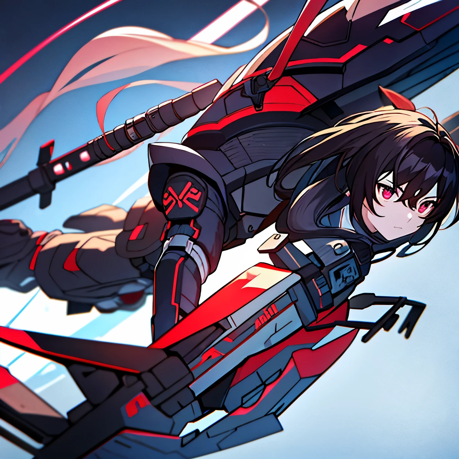 a mechanical suit, similar to a diving suit but without a helmet, which consists of thick, durable material and a small screen on its chest. The suit is black with red stripes running down it on both the arms, legs, and sides. The screen on its chest has the shape of a heart on it that constantly beats in rhythm, while the screen has various options to choose from, such as temperature controls, radio, and pressure, among other things. The suit also grants the wearer resistance to environmental factors.