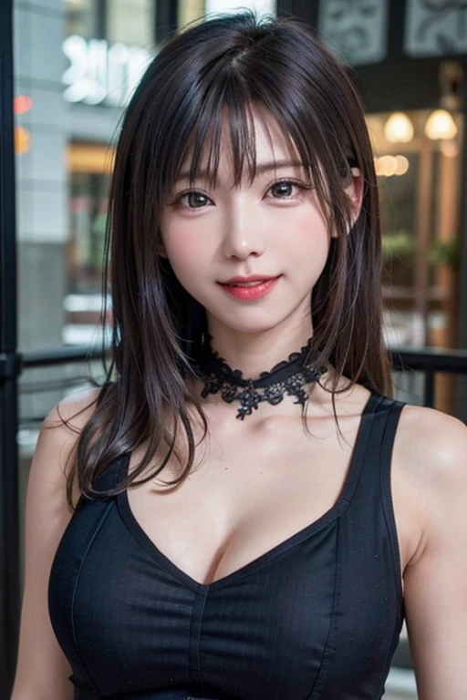 (8k、RAW Photos、highest quality、masterpiece:1.2)、(Realistic、Realistic:1.37)、Very detailed、超A high resolution、1 girl、View your audience、Beautifully detailed face、Laughter、narrow、(Tight waist) :1.3)、Transparent dark brown body paint cheongsam、Transparent and open chest、beautifully detailed skin、Skin Texture、Floated hair、Professional Lighting、Grey Hair、Spring cityscape、A kind smile