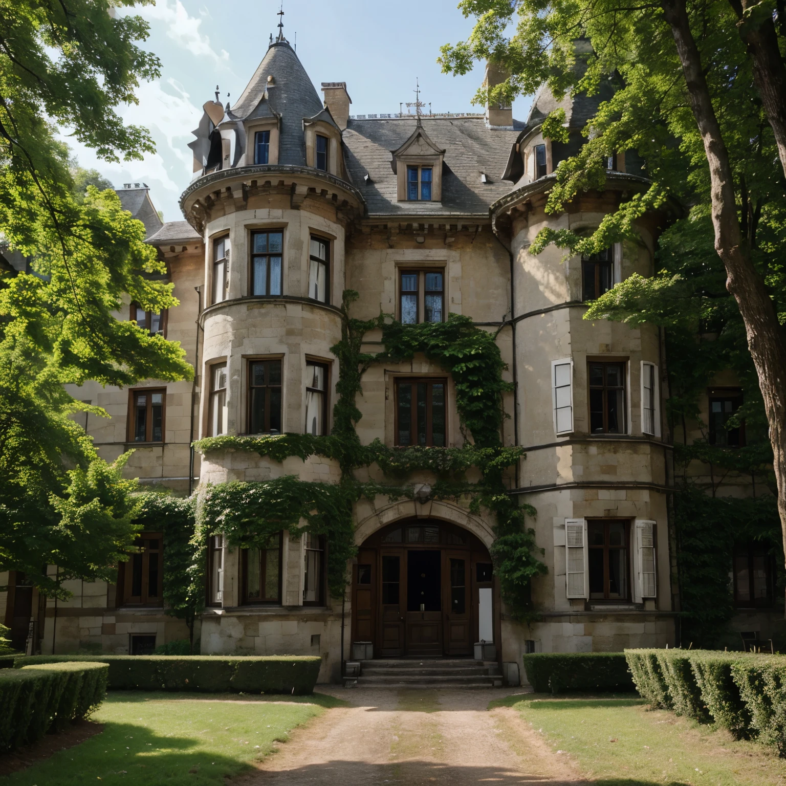 castle, health house, chestnuts, Forests 