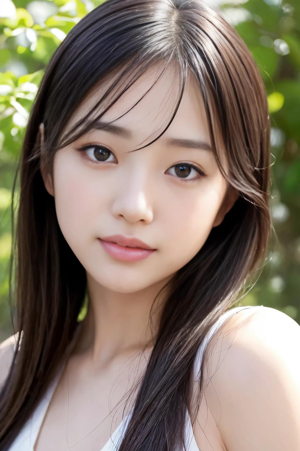 (highest quality, Very detailed, Realistic:1.37), Professional, Fine and beautiful eyes, Beautiful lip detail, Detailed facial features, Natural skin color, Perfect skin texture, Delicate expression, High-resolution images, Realistic face, Realistic skin, Real Face, Natural smile, Very detailedな髪, (Yuki), 20-year-old, (Calm Japanese female college student), garden、Her slim figure and flowing hair、In harmony with the natural beauty of the surrounding area。. The high-resolution image captures Very detailed realism, highlighting Yuki's captivating eyes, Delicate lips, and smooth skin tone. A stunning visual expression of tranquility and Japanese aesthetics.。.