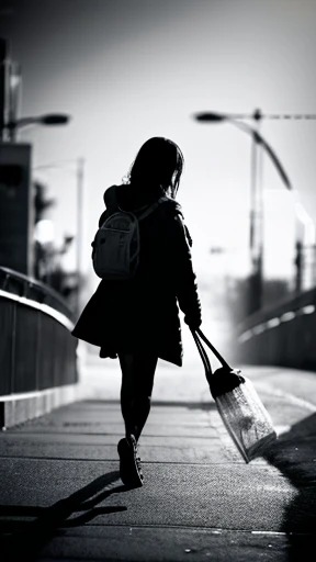 A female zombie is walking、Monochrome