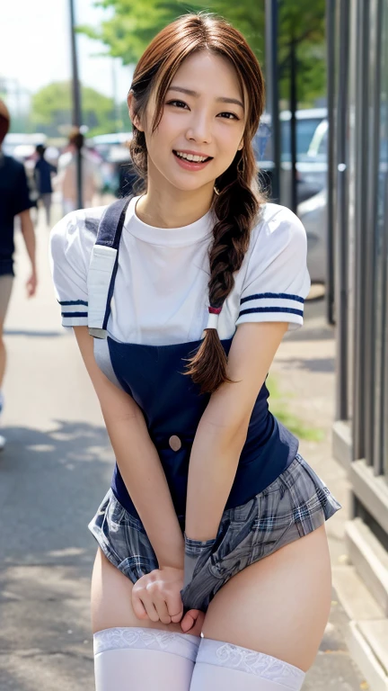 highest quality、8K、Super detailed, (highest quality、High resolution、Detailed Background、8k)、(非常に詳細なbeautiful顔:1.4)、beautiful, Smooth skin、Skin Texture、Professional Lighting、cute teenage girl、Three Women、Brown hair or cute hair color、cute braided hairstyles、Braided Bob、Braided Ponytail、Huge breasts、Perfect body line、Theme park、amusement park、(3人のbeautiful女の子が一緒に楽しそうに自撮りをしている:1.5)、Zoom in、cute color sailor suit、White sailor collar、Check pleated short sleeves、White knee-high socks、(smile:1.2)、A big smile、Laughing with your mouth open、sexual expression、cute, Real Photo:1.6