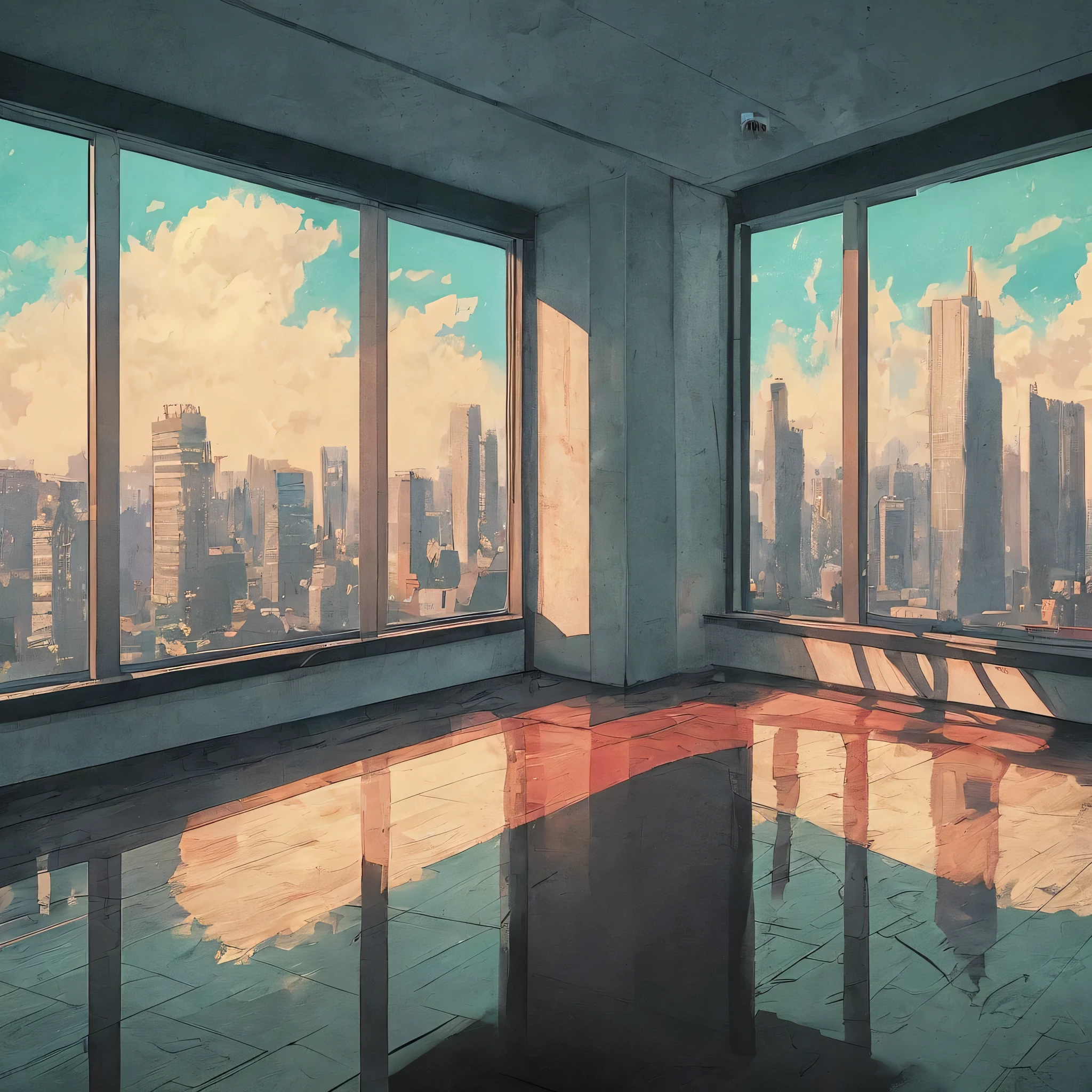 an anime-style background of a studio for an interview: