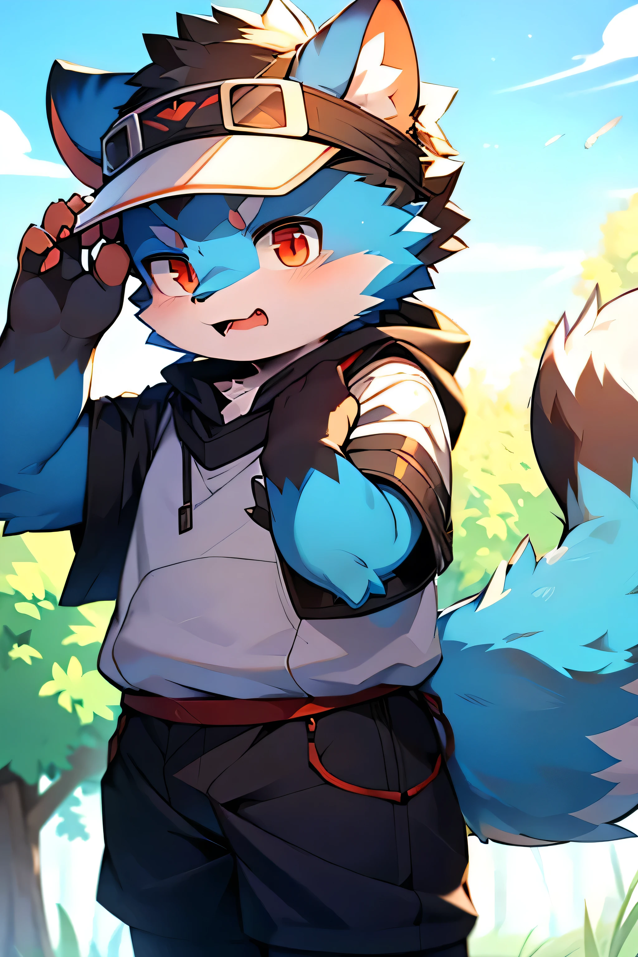 Repainted wolf tail,blue,Black on top