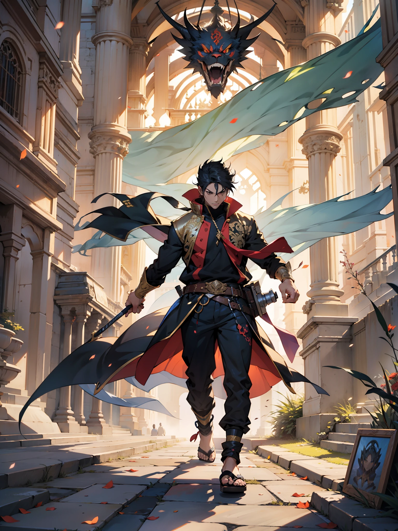 personaje de anime con alas y una espada caminando sobre un suelo de madera, epic anime artwork, anime fantasy illustrations, anime fantasy illustration, 2. 5 d cgi anime fantasy illustrations, por Yang J., anime rudo 8k, epic anime fantasy, tendencia en artstation pixiv, Fondo de pantalla animado 4k, Fondo de pantalla de arte anime 4K, Fondo de pantalla de arte anime 4k, Fondo de pantalla manga 4k