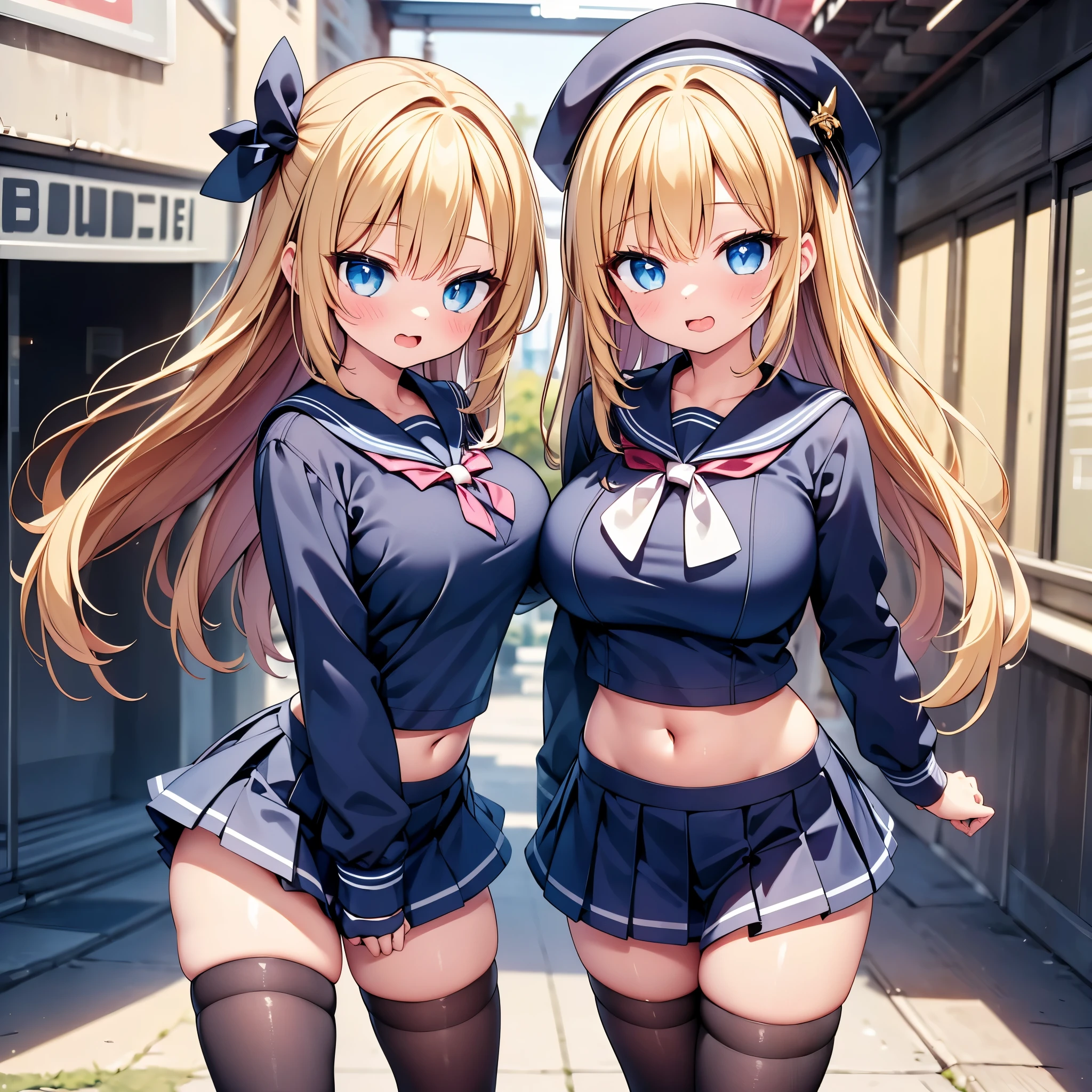 (cute eyes:1.2), (sparkling eyes:1.2), highest quality,wonderful,finely,extremely detailed CG Unity 8K wallpaper, (Stand in line:1.2), (3 girls, sailor uniform, skinny body, clothed), (huge breasts), (open mouth:1.1), (long tongue:1.1), (mouth drool:1.1), (Black knee socks:1.1),(Thighs:1.3),(Waistline:1.2),(midriff peek:1.2)