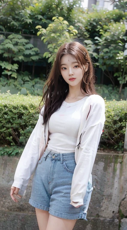 (8k, highest quality, ultra detailed:1.37), (Lena), 18yo, (a beautiful korean college girl), takes a leisurely stroll through a lush green park. She wears a Casual Dress, big breast,long hair,, accentuating her elegant style. The high-resolution image captures ultra-detailed realism, highlighting Lena's captivating eyes, long eyelashes, and smooth complexion. The natural beauty of the park, with trees and flowers in full bloom, adds to the serene atmosphere, creating a visually stunning representation of tranquility and nature.