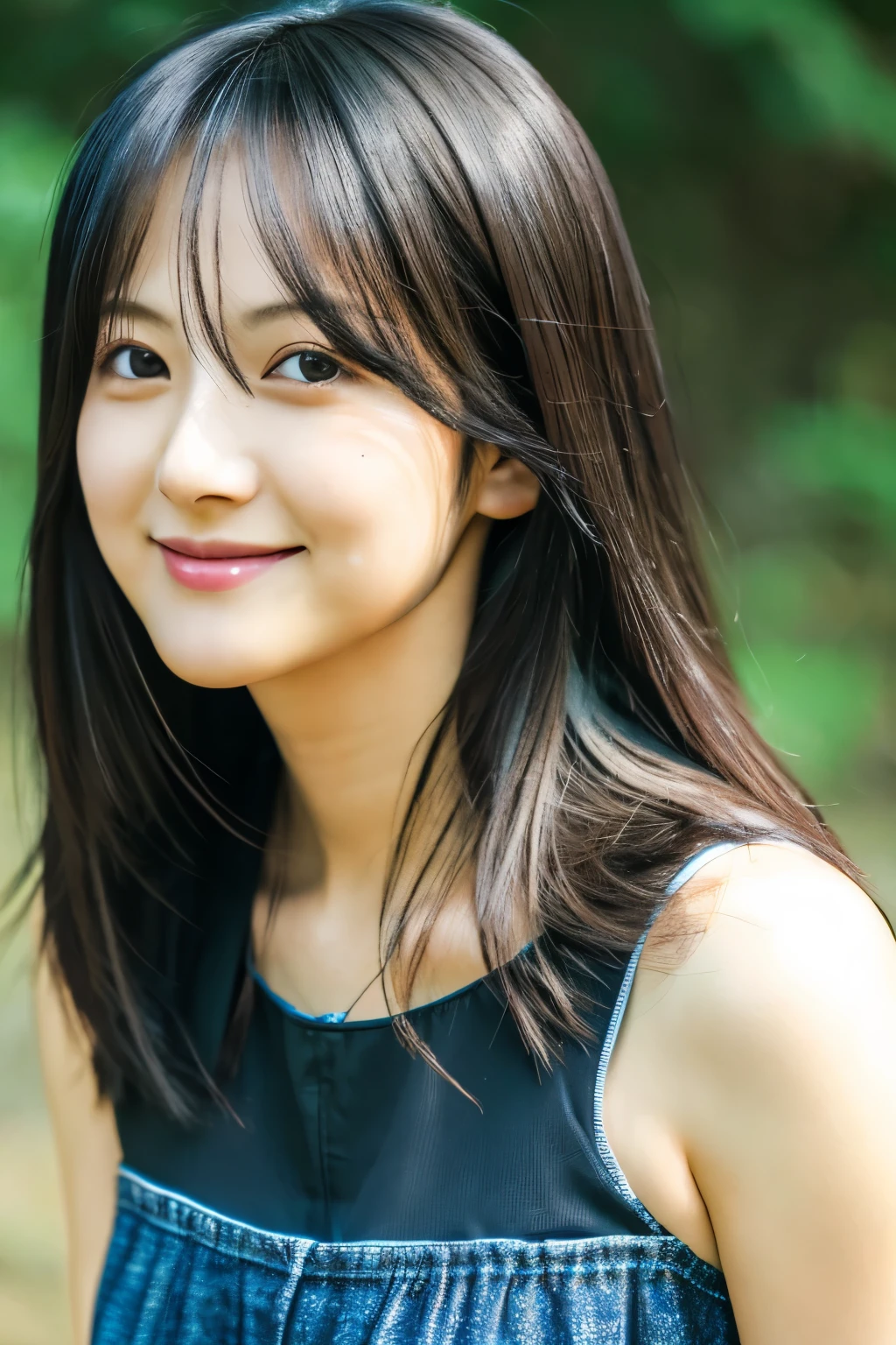 Sakamoto Mio, black_hair, length_hair, Portraiture, Upper Body, smile, casual、men and women、INTP