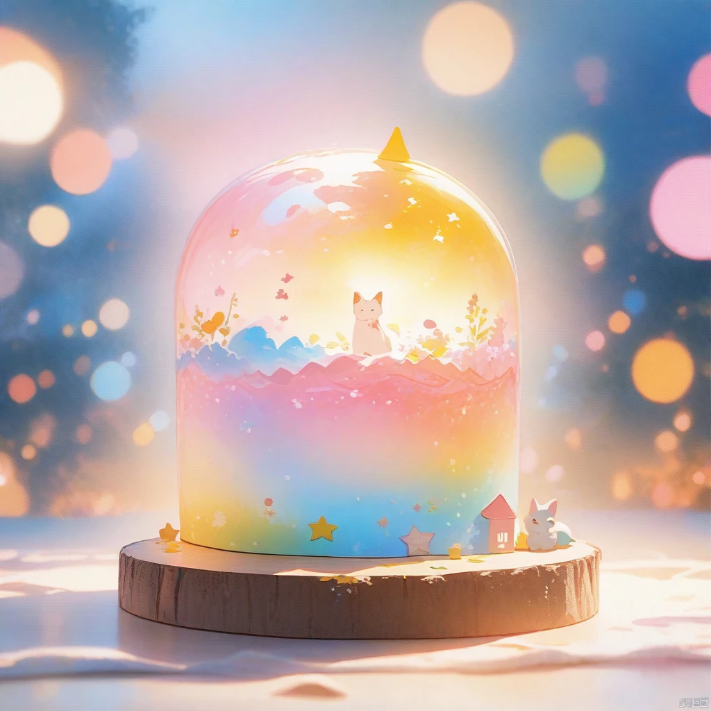 There is a cat standing on a tree stump in the dirt, Epic Concept Art. Bokeh, Cute numbers艺术, Bokeh ), Lovely and detailed digital art, Cute 3d rendering, lovely Bokeh, Cute numbers, Lovely artwork, Bokeh photography, Blurred dream illustration, Beautiful digital art work, Bokeh”, Bokeh ”, gentle Bokeh