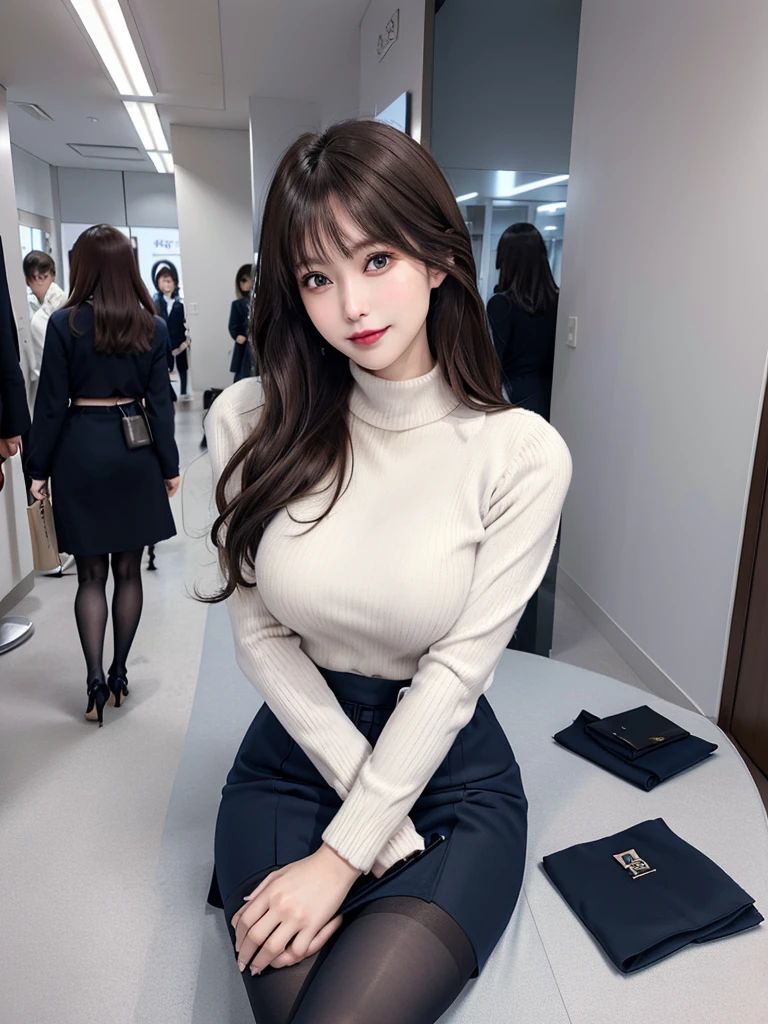masutepiece, Best Quality, Illustration, Ultra-detailed, finely detail, hight resolution, 8K Wallpaper, Perfect dynamic composition, Beautiful detailed eyes,short bob, mid-chest, Natural Color Lip, Random and sexy poses,Smile,26 years girl、Colossal tits、Examination room、Red High-Neck Sweater: A cozy red sweater with a high neckline, perfect for chilly days. It adds warmth and style to your ensemble. Navy Blue Pencil Skirt: A classic and elegant choice. The pencil skirt typically falls just below the knee, creating a flattering silhouette1. Sheer Stockings: These delicate stockings add a touch of sophistication. They’re lightweight and perfect for pairing with skirts or dresses.doctor coat Blue High-Heeled Shoes: Elevate your look with blue high-heeled shoes. They elongate your legs and add a polished touch. Brown Hair: Your natural hair color complements the overall outfit. It’s versatile and goes well with various styles. White Coat (Like a Doctor): The white coat adds a professional touch, reminiscent of a doctor’s attire. It’s a symbol of authority and expertise.