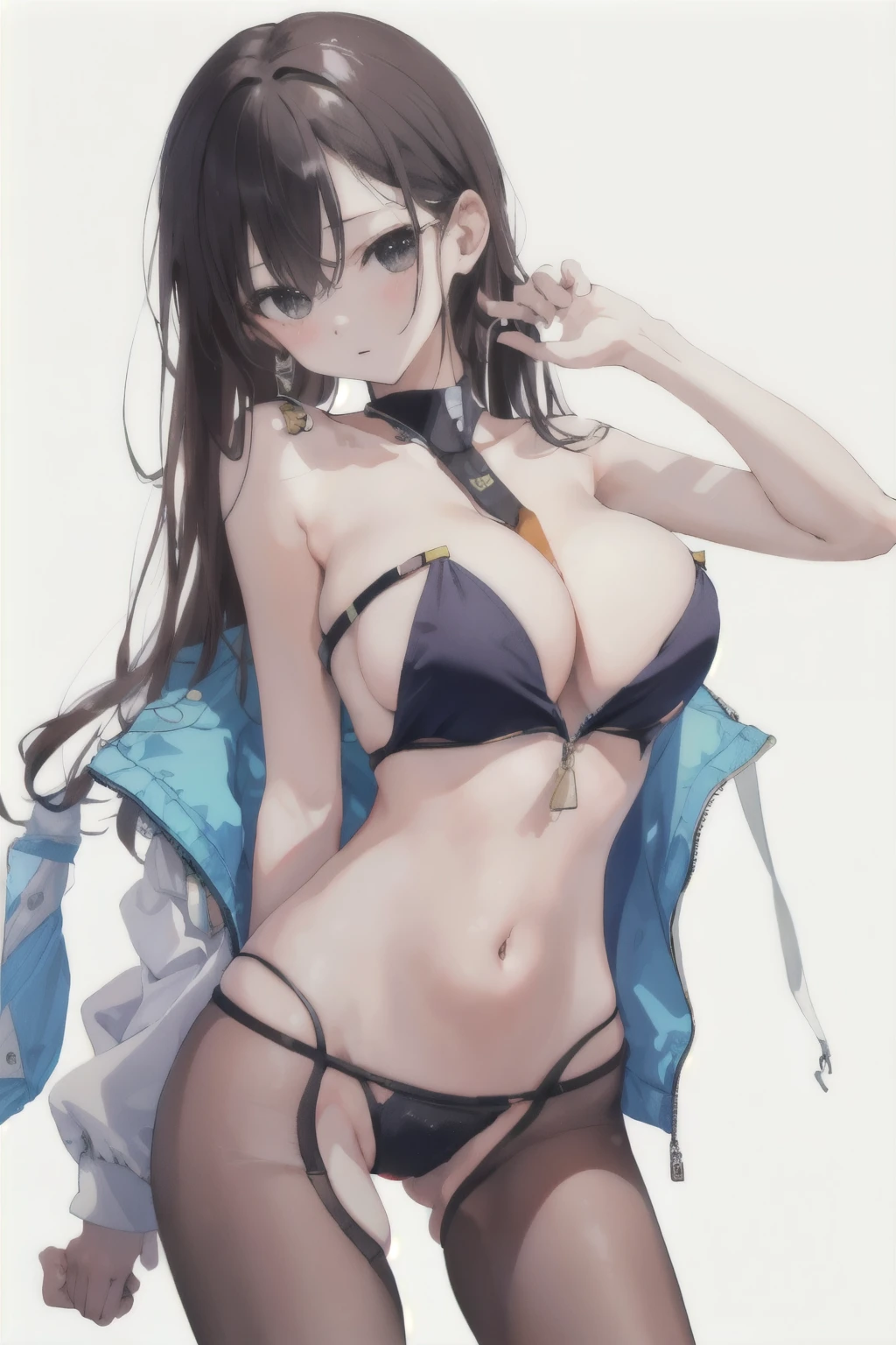 yearbook, photobook ,paddock senpai in badly torn tubetop style leotard ,shooting from the front, future motorsport, bare shoulder, ultra-thin pants, full breasts, {{{large breasts}}}, keshikaran wagamama body, unzipped, , highleg underwear, exoskeleton,huge future mech, glad, long hair, gleaming skin,{badly torn leotard}, leotard},separate costume, tubetop:1.4, bare belly button:1.4, strapless:1.3, magazine cover