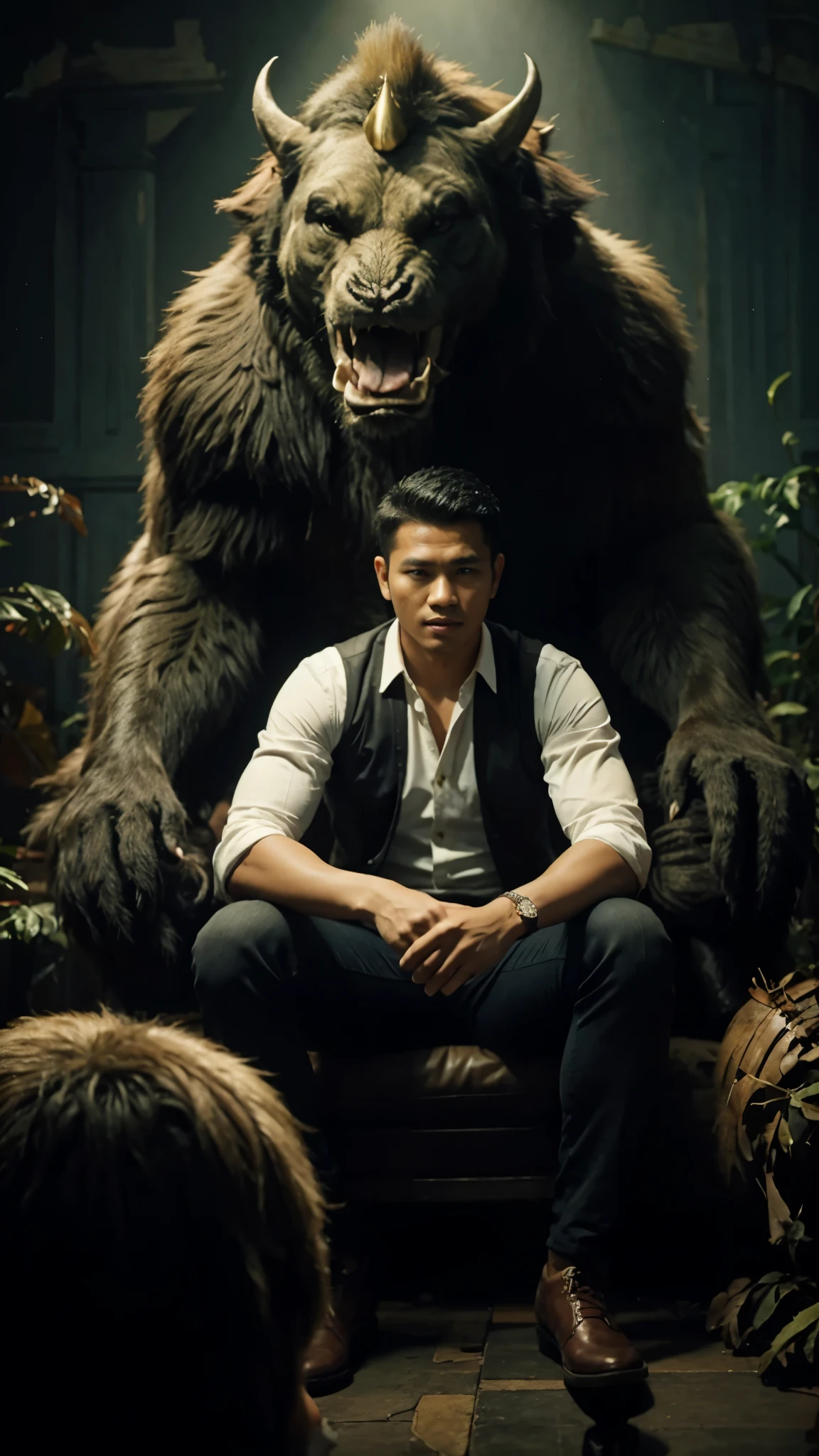 handsome Indonesian man with short hair