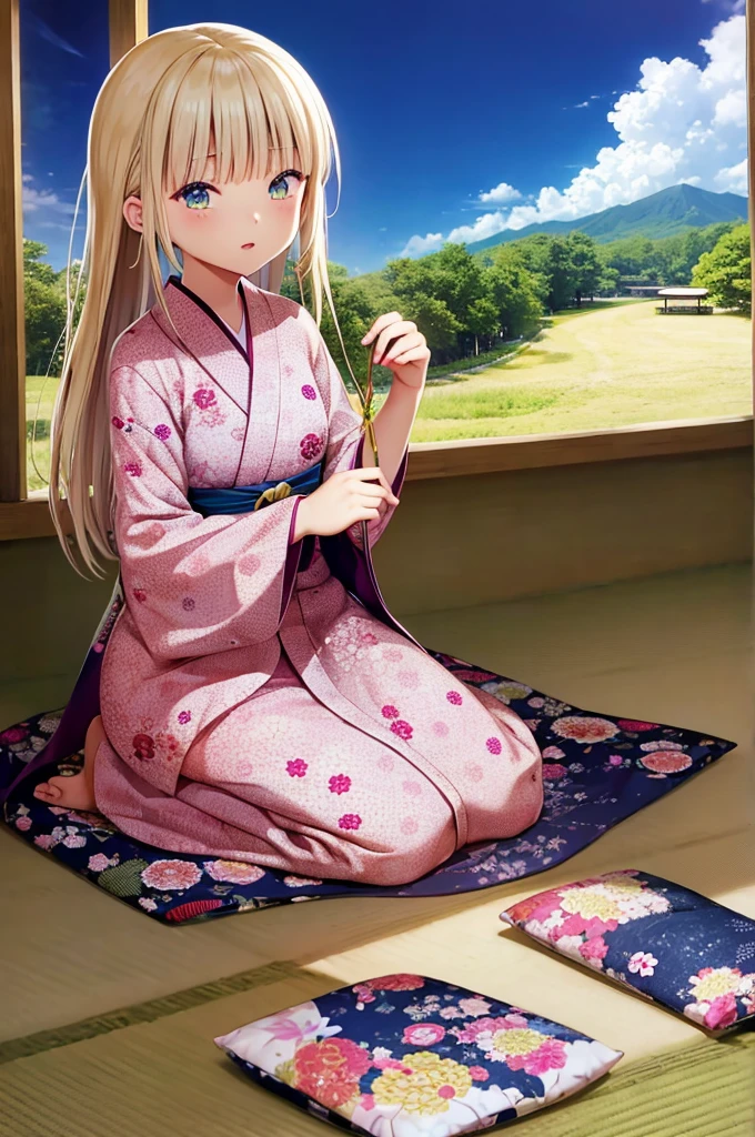 Japan Anime、Tanabata、Yukata girls、20yr old、Muska、bamboo grass、veranda、