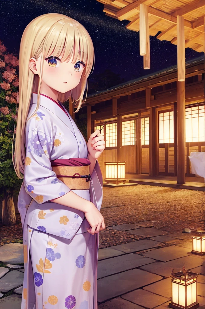 Japan Anime、Tanabata、Yukata girls、20yr old、Muska、bamboo grass、veranda、