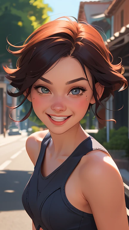Xena princess warrior portrait mode sensual sesys style Cartoon style digital illustration together boyfriends Cartoon style character portrait mode Character cartoon style facial expression happy beautiful smile and six medium small portrait mode waist up