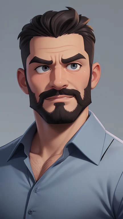 there is a man with a beard and a shirt without a beard, grosso, O cara, arte digital. @GTA style cartoon style digital illustration, solo portrait 🎨🖌️, Corpo do pai, fotorrealista de arte, commission, commission for high res, arte masculina, estilo de arte realista, detailed Admirador de arte, admirador de arte requintada altamente detalhada, Admirador de arte, musculoso, de arteGTA style cartoon style digital illustration