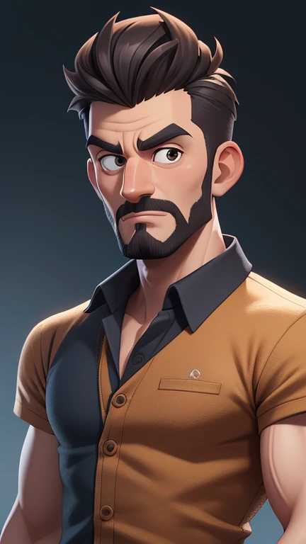 there is a man with a beard and a shirt without a beard, grosso, O cara, arte digital. @GTA style cartoon style digital illustration, solo portrait 🎨🖌️, Corpo do pai, fotorrealista de arte, commission, commission for high res, arte masculina, estilo de arte realista, detailed Admirador de arte, admirador de arte requintada altamente detalhada, Admirador de arte, musculoso, de arteGTA style cartoon style digital illustration