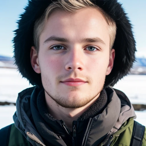 a young Icelandic man focus on face