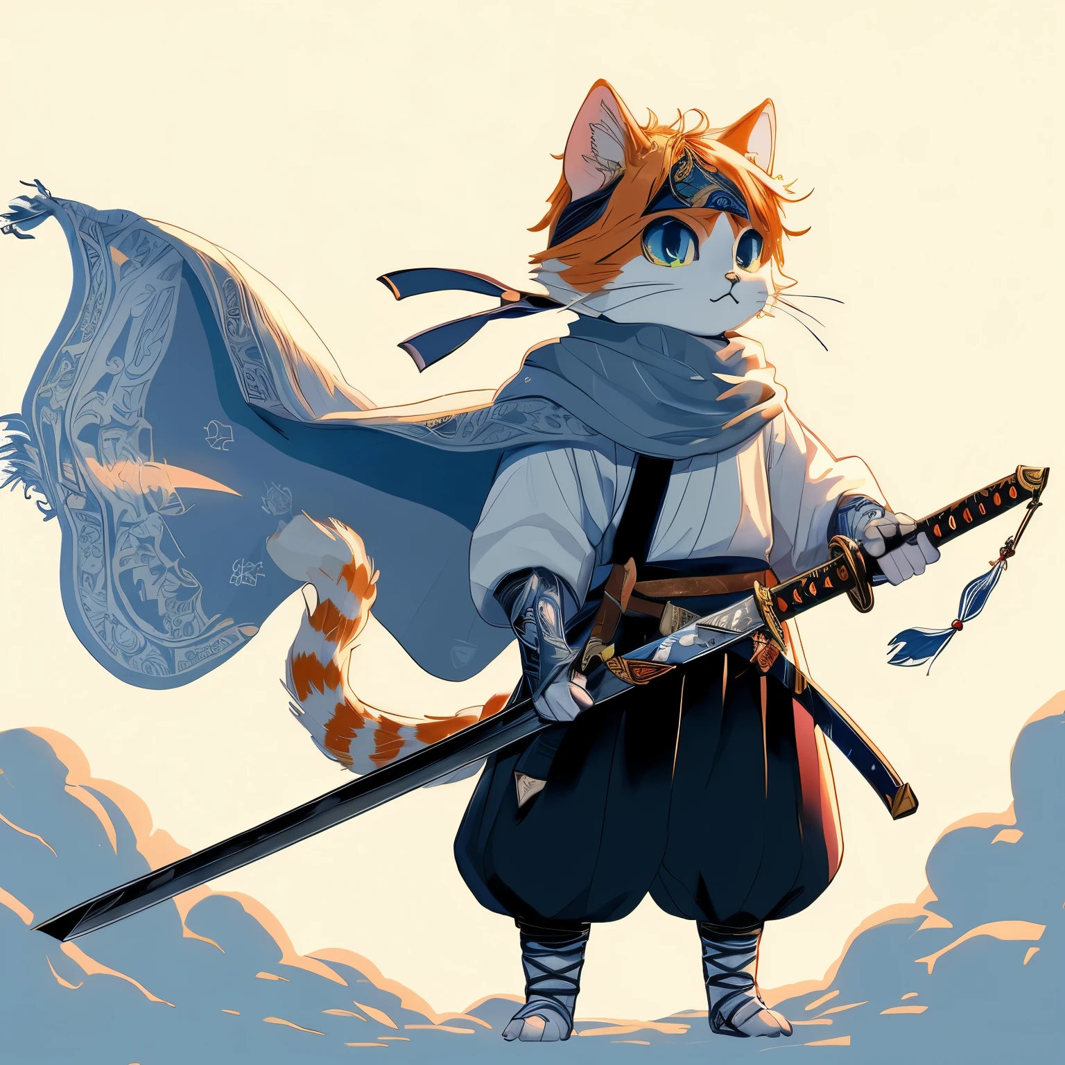 Black cat、There are two swords、Night view、high resolution、
