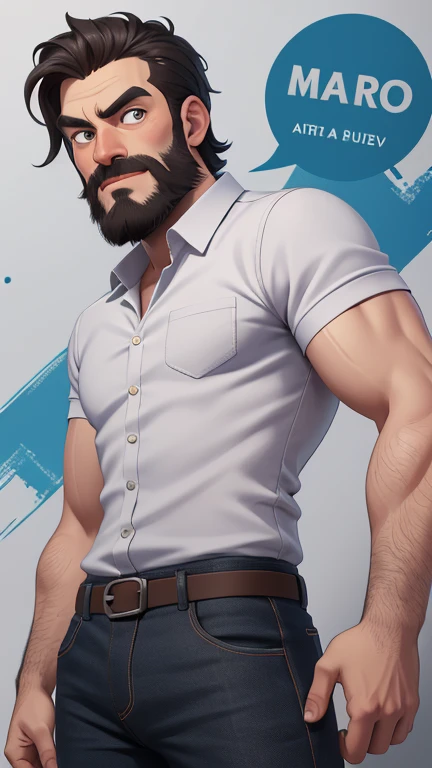there is a man with a beard and a shirt without a beard, grosso, O cara, arte digital. @GTA style cartoon style digital illustration, solo portrait 🎨🖌️, Corpo do pai, fotorrealista de arte, commission, commission for high res, arte masculina, estilo de arte realista, detailed Admirador de arte, admirador de arte requintada altamente detalhada, Admirador de arte, musculoso, de arteGTA style cartoon style digital illustration