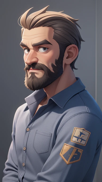 there is a man with a beard and a shirt without a beard, grosso, O cara, arte digital. @GTA style cartoon style digital illustration, solo portrait 🎨🖌️, Corpo do pai, fotorrealista de arte, commission, commission for high res, arte masculina, estilo de arte realista, detailed Admirador de arte, admirador de arte requintada altamente detalhada, Admirador de arte, musculoso, de arteGTA style cartoon style digital illustration