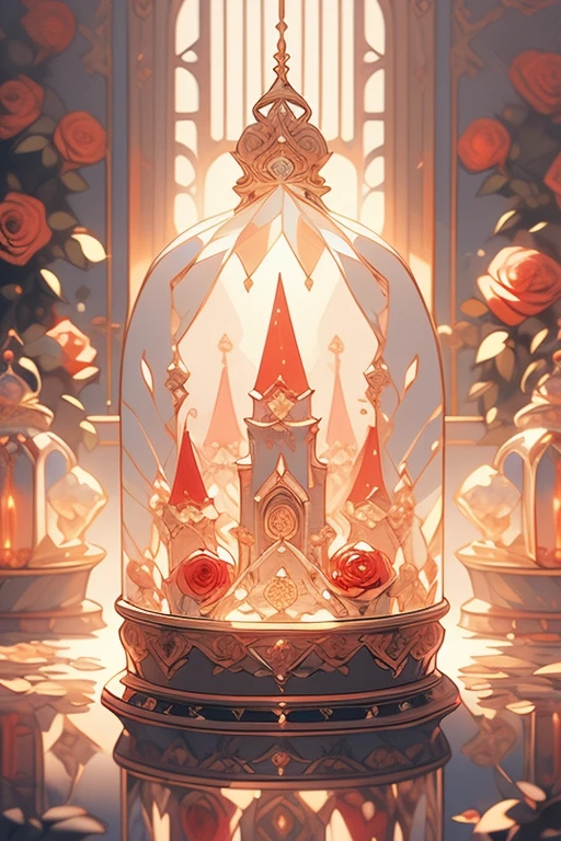 (Obra maestra:1.2), Mejor calidad, (illustration:1.2), (ultra detallado), hiper detalles, (delicado detallado), (detalles intrincados), (cinematic light, Mejor calidad Backlights), Delete line, solista, Cuerpo perfecto, (1 chica), Masterpiece oíl painting,Illustrate a (((delicate illustration))), intricate details that give off a (((magical crystal landscape vibe))), featuring (((red velvet roses))), evoking a fairytale wonder atmosphere with a (water reflection) that mirrors the (advanced detail), (constituir), alto contraste, (mejor iluminacion, un extremadamente creado y hermoso), (cinematic light), vistoso,