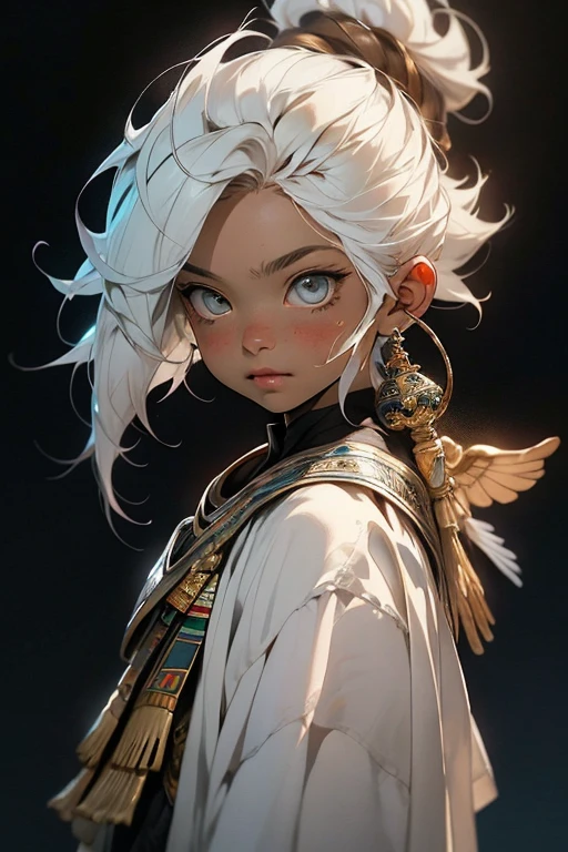 Realista, (obra-prima, qualidade superior, melhor qualidade, arte oficial,), muito detalhado, mais detalhado, (1boy:1.3), deuses, ((cabelos brancos)), (olhos azuis brilhantes), adulto, 25 anos, misterioso, (magia), homens bonitos, ((egyptian style)), cocares, ornamentos de ouro, ataduras, Pharaohs, white cloak, white hood