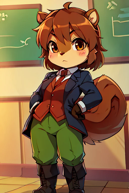 boy, squirrel, furry, bodyfur, blazer, bottomless, green tights, gloves, boots, hero, kindergarten