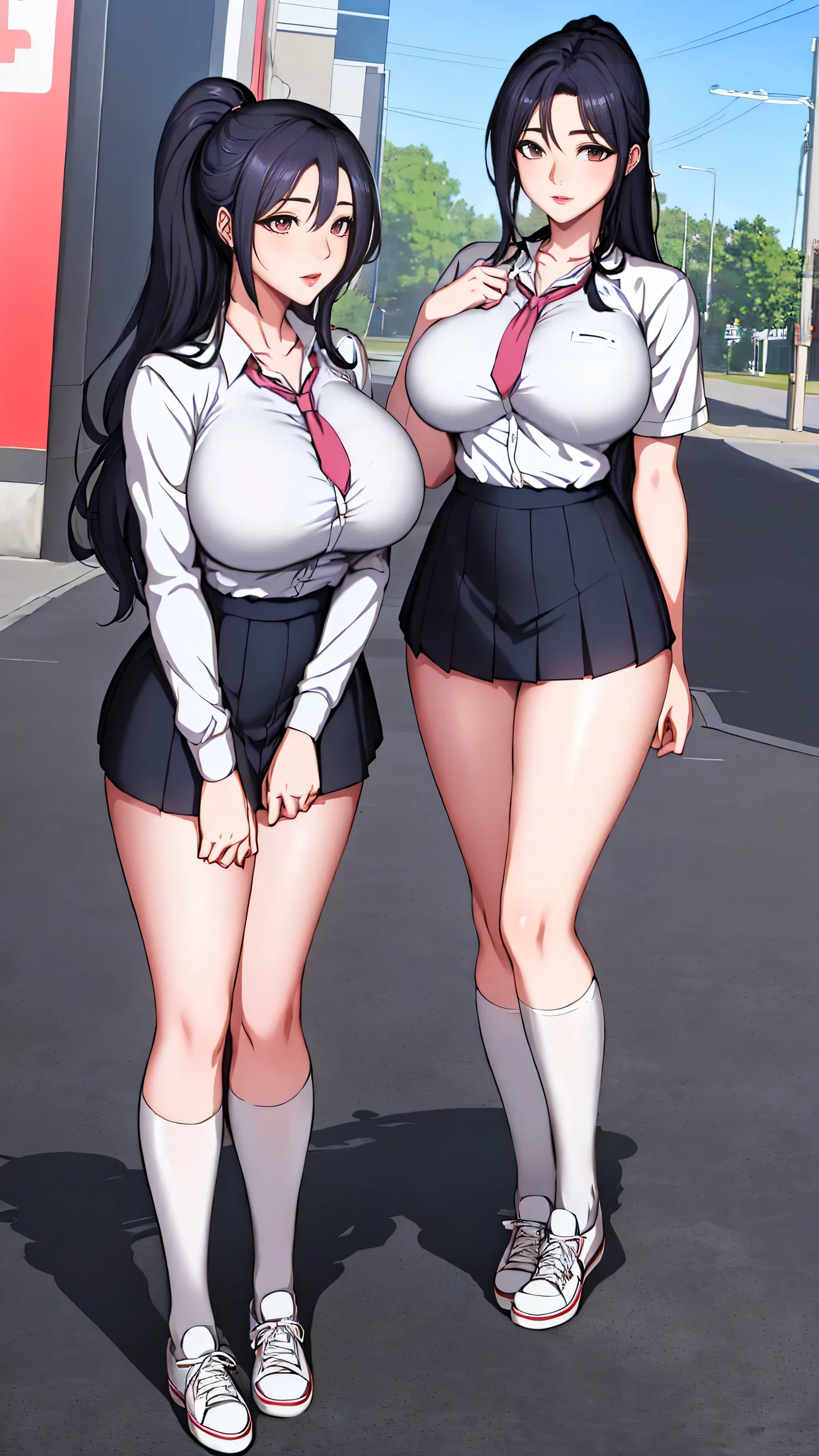 (masterpiece), (Highest quality), (((High resolution))),8k, (Rebis style), (perfect Full Body).    
title:((Sexy School girl)).　　　　　　　　　　　　　　　　　　　　　Girl details:(Character - Momo Yaoyorozu)、Black_ponytail hair, (Highly detailed face),Erotic,((Sexy bimbo body)),Perfect Breasts,(huge breasts:1.5),sexy,(Perfect body line),Narrow waist, (Dark Skin:1.3).　　　　　　　　　　　　              costume details:(Venus bikini). 　　　　　　　　(Random backyard).　　　　　　　     