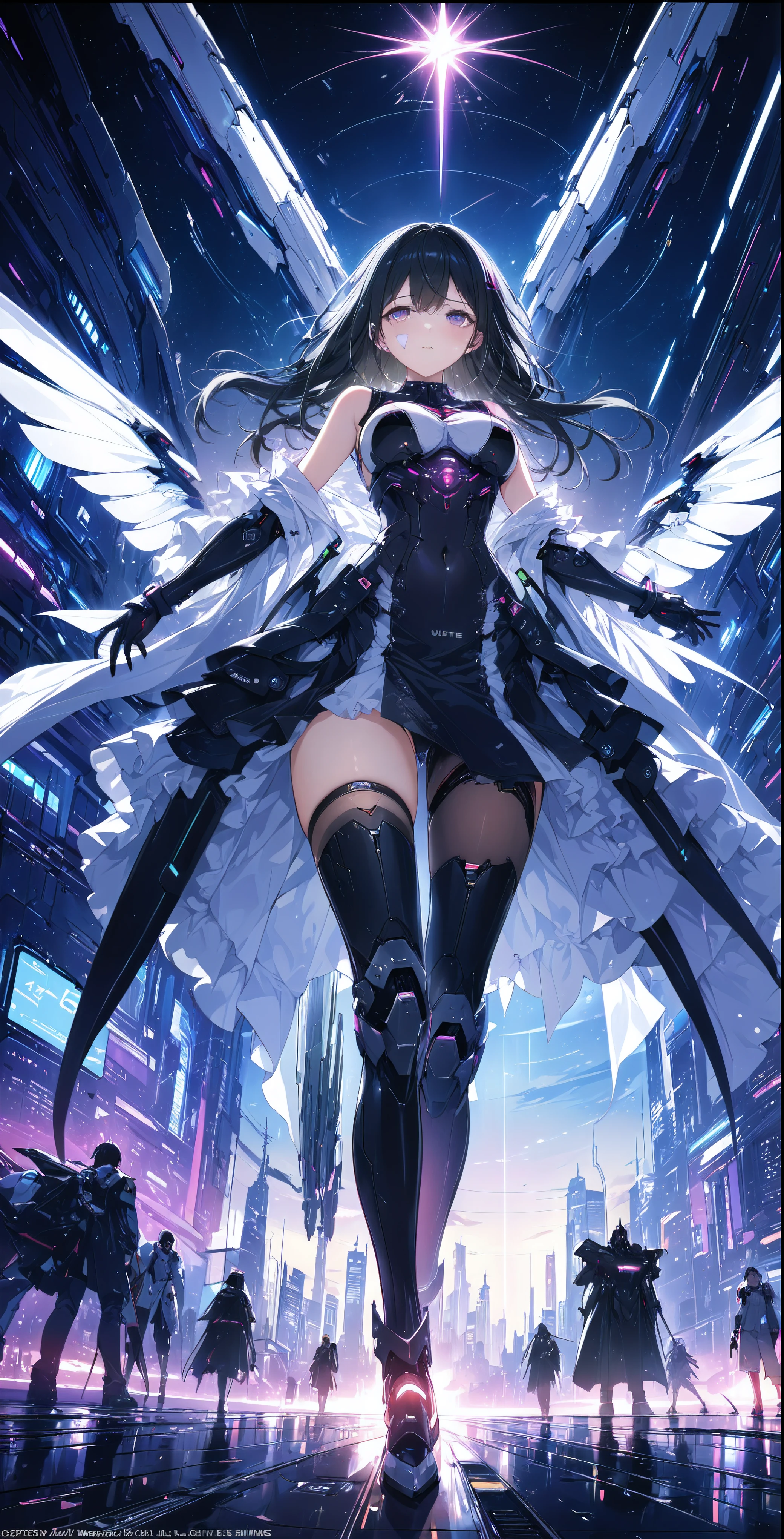 <lora:MirandaME:0.7> MirandaME, long hair, black hair, white bodysuit, nice tts, smirk, BREAK, <lora:blindbox v1 mix full body, chibi, :0.8> full body, chibi <lora:KawaiiTech-20:0.8> kawaiitech, pastel colors, kawaii, cute colors, BREAK, small, cute, masterpiece, best quality, extremely detailed, highly quality, 4k, sharp focus, professional, sharp focus, award winning, cinematic lighting, octane render, unreal engine, volumetrics dtx, Wallpaper,