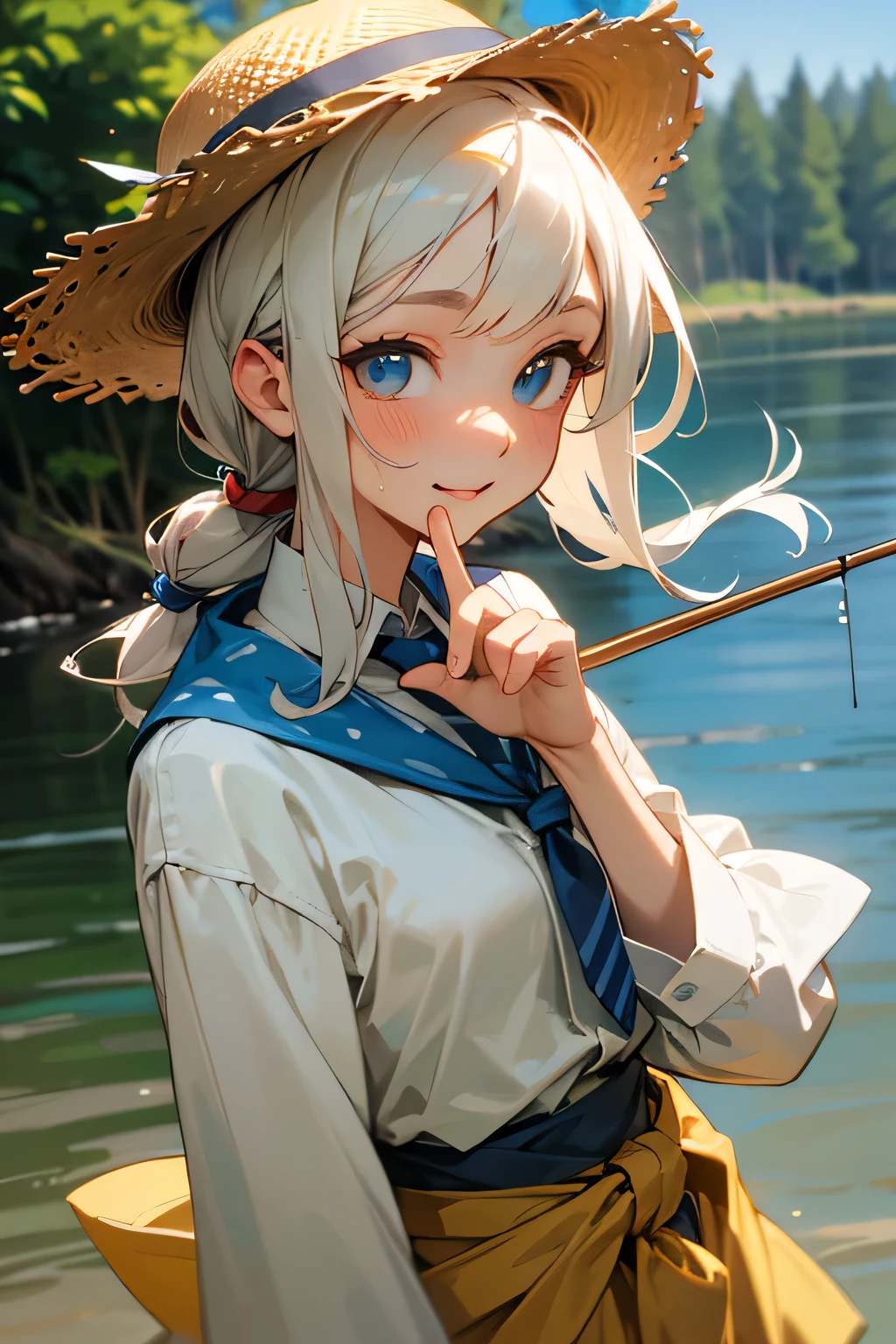 highest quality、High resolution、Detailed Background、(Beautiful face in every detail:1.4)、Anatomically correct、(Draw the usual number of fingers:1.2)、(Detailed facial expressions)、(Detailed eyes:1.2)、(Detailed eyes:1.2)、Beautiful, smooth skin、Teenage beauty、(Three Women)、(Highly detailed face:1.4)、Cute color hair color、Braided Ponytail、Braided Bob、Cute hairstyle、well-groomed eyebrowinimally revealing clothing:1.2)、In a joking manner、A happy look、Excited、

This is a fishing experience held in rivers etc.、Participants can use a fishing rod to catch fish and enjoy fishing while relaxing in nature.、
Basic fishing equipment is required for fishing experience.、fishing rod、reel、fishing line、Needle、Prepare lures and bait、Fishing is a sport that requires skill。casting（The act of casting a thread）How to wind the reel and use bait, etc.、

Pair it with shorts that allow you to move around comfortably and a cool tunic.、
It is a good idea to choose shorts made of a material that will not be a problem if they get wet.、
We recommend tunics with cute patterns such as floral or polka dot patterns.、
Pair a light-hearted dress with comfortable sandals.、
Choosing a dress with a summery design such as a floral or striped pattern will make you look even cuter.、
Pair a relaxed, oversized shirt with denim shorts、Tie the shirt around your waist for a sophisticated look.、
Pair a straw hat or cap with cool wide pants.、
Wide pants are comfortable to wear if you choose soft and light materials.、
When fishing in the river, you will need insect repellent, so wear a long-sleeved shirt or a light jacket.