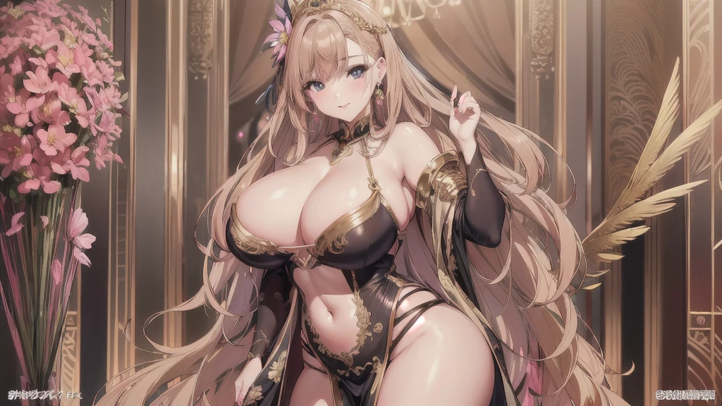 Big Breastsの女性, Blonde, colored feather, metal ornaments, colored Flowers, particle, Light, (masterpiece, 最high quality, 最high quality, Official Art, Beautiful and aesthetic:1.2), (1 girl:1.3), Very detailed,(Fractal Art:1.1),(colorful:1.1)(Flowers:1.3),Most detailed,(Dynamic pose), (Abstract background:1.3), (Shiny skin), (Many colors :1.4), ,(Earrings:1.4), (feather:1.4),masterpiece, 最high quality, 30~40 years, Full Body Shot, Mature Woman, 美しい Mature Woman,Captivating smile, Thick lips, Plumpとした唇, blush, Looking at the audience, Provocative expression, Cleavage, Plump、Curvy Hips、Attractive face、Mischievous face、An inviting gaze、Expressing emotions,Standing position、Gorgeous accessories and various hairstyles,Gold headband,Ample breasts,Uneven buttocks,Greek clothing,Tulle covers the chest,Perfect balance, Detailed clothing details,Temple,marble,Statue of God,cinematic Lighting, Film Grain, contrast of Light and dark, 8k, masterpiece, Very detailed, Attention to detail, high quality, High resolution, masterpiece, 最high quality, Very detailed, Big Breasts, Are standing, Cowboy Shot, Looking at the audience, Outdoor, blush, 1 girl, (masterpiece:1.3), (High resolution), (8k), (Very detailed), Perfect Face, Beautiful eyes and face, (((最high quality))), (Very detailed), Detailed face and eyes, (alone), High resolution、Beautiful eyes,(((Sexy pose)))、(((Full body depiction)))