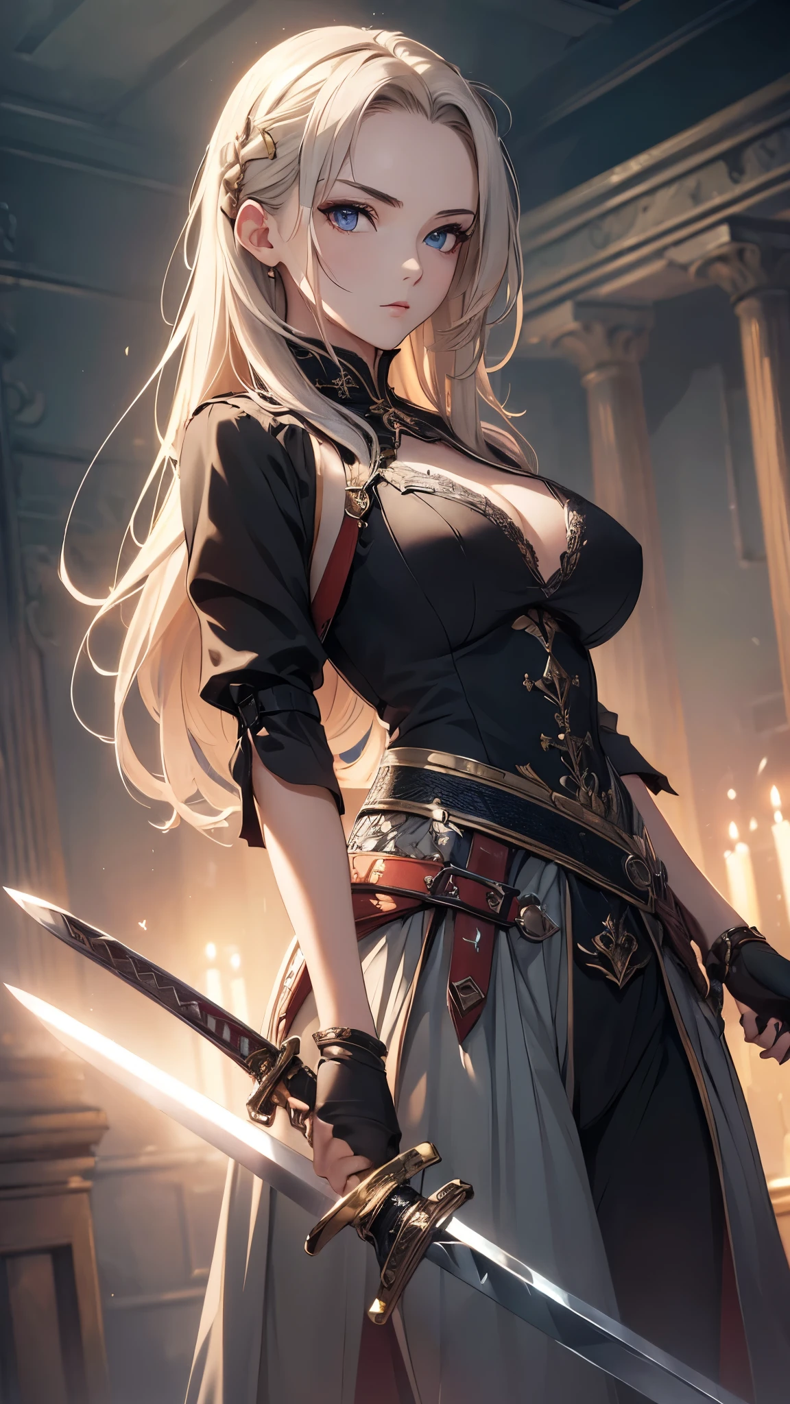 (masterpiece:1.2), (best quality:1.3), valkyrie_pledge, 1girl, standing, cowboy_shot, slight_smile, flat_chest, black_dress, long_sleeves, nun, veil, --auto --s2