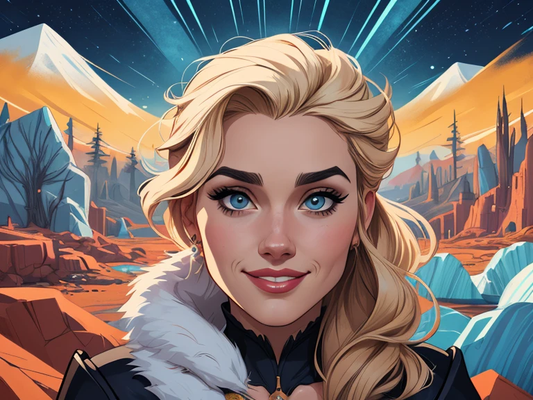 Personagem mulher estilo atompunk Fiona rainha Anna de Arendelle com marcas de guerras Imagem de desenho animado de uma mulher .Ilustra??o estilo desenho animado, estilo de arte dos desenhos animados, estilo de arte dos desenhos animados, digital illustration style, estilo atompunk design de personagens altamente detalhado, arte digital detalhada coragem, Forest fan art, Design de personagens de retrato, beautiful digital illustration, retrato de alta qualidade, Arte em quadrinhos, mulher jovem cabelo com transas lindas . Queen Anna of ArendelleBeautiful lined eyes Medium large bust and wonderful sexy clothes. image expression of sexual desire from waist to head illustration Queen Anne of Arendelle atompunk style Fallout 4 style pose playboy magazine sensual witch Character cartoon style facial expression happy beautiful smile and six medium small portrait mode waist up with lots of gold around her other stones portrait precious mode waist up queen of the south Jennifer Connelly GTA scenery dominatrix gold coins chest with jewelry with her boyfriend, um homem com barba preta, armado com um estilo militar, 