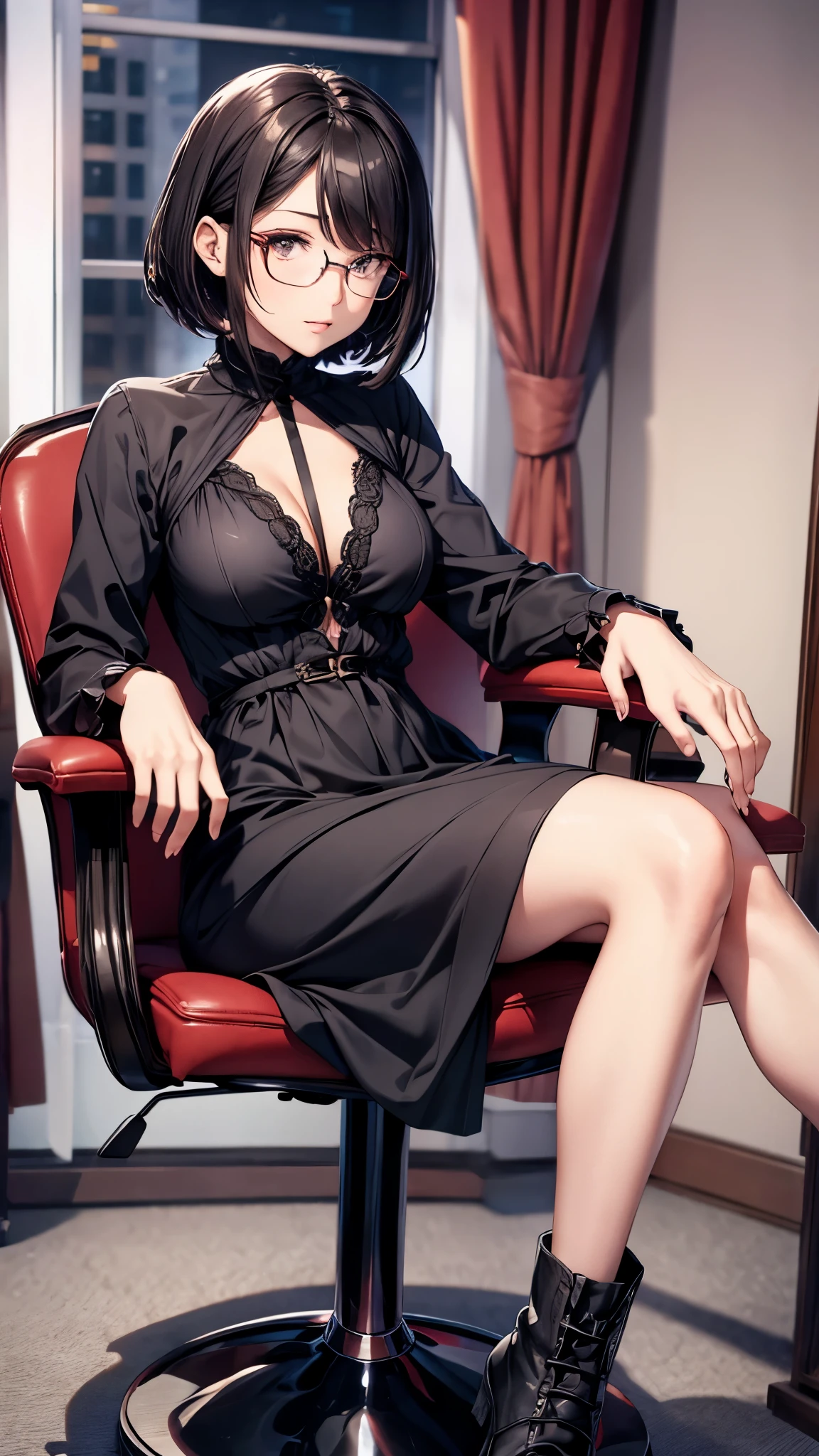 masterpiece, high quality, be familiar with, (Photoreal:1.0), cinematic lighting, Shadow, digital official art, ultra-definition body, ultra detail hair, super detailed face,(Describing a moment in a manga for s),1 female, alone,full body,short hair, black hair bang, black eyes, red lips,perfect face, perfect eyes, mourning clothes,((thin waist)),((very muscular and thick thighs)),(Thigh gap),(housewife, Are standing, short black skirt, black high heels,beige pantyhose,No underwear,sheer blouse, swollen areola, droopy eyes, realistic skin, pubic hair), (focus on her pubic hair, genital, Pee), shame play, (((masturbation)))), spread her legs, (((touch her crotch with her hand))), (Old warehouse), sealing, floor, ((hold your chest with your hands)), squat,((open your legs)),(Showing her hairy pussy),(((open your mouth))),frown ((expression of fear)), ((expression of pain)), (look of despair), cry, (((scream in pain))),((blush))))、at the library