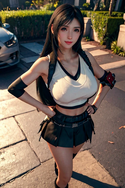 NSFW,(((masterpiece))), (((highest quality))), ((Super detailed)), ((Very delicate and beautiful)), 8K, HDR
, Very delicate and beautiful, High resolution
, (Tifa Lockhart), 20-year-old, Ample breasts, Huge Breasts, Accurate human body, Shiny skin, Detailed eyes, Perfect Face, Highly detailed face and skin texture, Perfect body, Narrow waist, ((whole body)), Hands on hips, looking at viewer
, smile, blush, sexy, Embarrassing, (Pointed Chest:1.4)
, Jacket, mini skirt, Pleated skirt, shirt, High heels, Underwear line, watch, anklet, Walking, OL, office