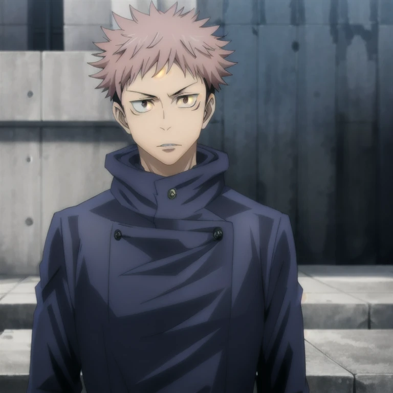 masterpiece,high quality,solo,outdoors,
YuujiItadori,1boy,
gakuran,hood,
upper body,