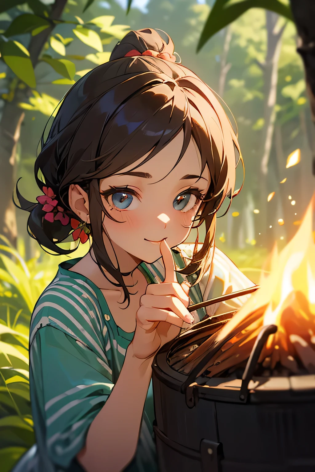 highest quality、High resolution、Detailed Background、(Beautiful face in every detail:1.4)、Anatomically correct、(Draw the usual number of fingers:1.2)、(Detailed facial expressions)、(Detailed eyes:1.2)、(Detailed eyes:1.2)、Beautiful, smooth skin、age beauty、(Three Women)、(Highly detailed face:1.4)、cute hair color、Braided Ponytail、Braided Bob、cute hairstyle、well-groomed eyebrowinimally revealing clothing:1.2)、In a joking manner、A happy look、
(Beautiful girl enjoying the outdoors:1.5)、
A hiking tour where you can enjoy beautiful natural surroundings、Participants can enjoy the scenery and plants while walking through nature.、Observe the animals、
A party event to enjoy around the campfire、Participants can gather around the campfire to chat, sing and roast marshmallows.、
This is an event where you can learn outdoor survival skills while enjoying camping.、Participants will gain outdoor living skills by pitching tents, foraging for food in the wild, and making a fire.、
Pair it with shorts that allow you to move around comfortably and a cool tunic.、
It is a good idea to choose shorts made of a material that will not be a problem if they get wet.、
We recommend tunics with cute patterns such as floral or polka dot patterns.、
Pair a light-hearted dress with comfortable sandals.、
Choosing a dress with a summery design such as a floral or striped pattern will make you look even cuter.、cute
