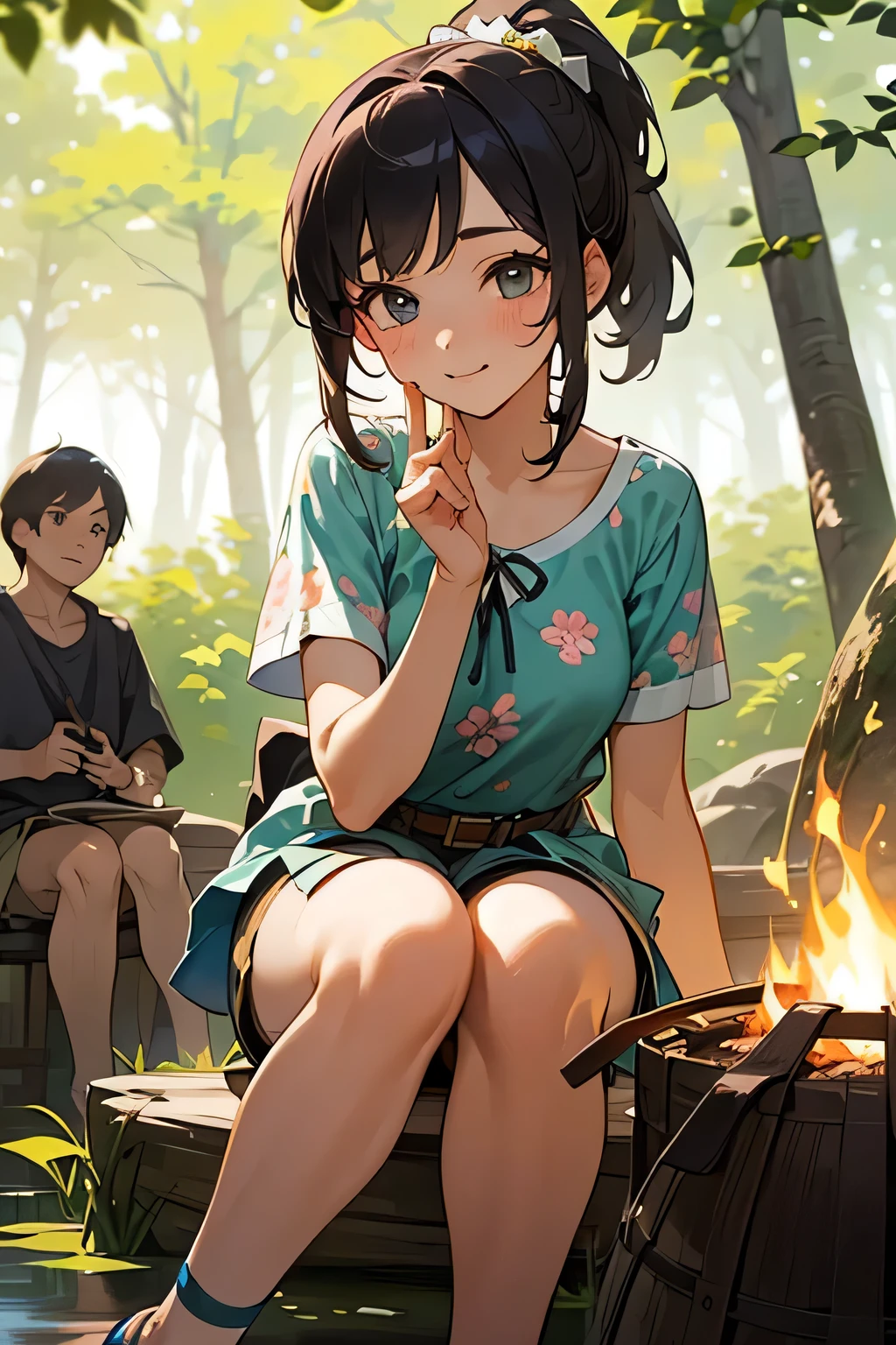 highest quality、High resolution、Detailed Background、(Beautiful face in every detail:1.4)、Anatomically correct、(Draw the usual number of fingers:1.2)、(Detailed facial expressions)、(Detailed eyes:1.2)、(Detailed eyes:1.2)、Beautiful, smooth skin、Teenage beauty、(Three Women)、(Highly detailed face:1.4)、cute hair color、Braided Ponytail、Braided Bob、cute hairstyle、well-groomed eyebrowinimally revealing clothing:1.2)、In a joking manner、A happy look、
(Beautiful girl enjoying the outdoors:1.5)、
A hiking tour where you can enjoy beautiful natural surroundings、Participants can enjoy the scenery and plants while walking through nature.、Observe the animals、
A party event to enjoy around the campfire、Participants can gather around the campfire to chat, sing and roast marshmallows.、
This is an event where you can learn outdoor survival skills while enjoying camping.、Participants will gain outdoor living skills by pitching tents, foraging for food in the wild, and making a fire.、
Pair it with shorts that allow you to move around comfortably and a cool tunic.、
It is a good idea to choose shorts made of a material that will not be a problem if they get wet.、
We recommend tunics with cute patterns such as floral or polka dot patterns.、
Pair a light-hearted dress with comfortable sandals.、
Choosing a dress with a summery design such as a floral or striped pattern will make you look even cuter.、cute