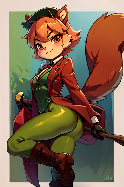 boy, squirrel, furry, bodyfur, blazer, bottomless, green tights, gloves, boots, idol