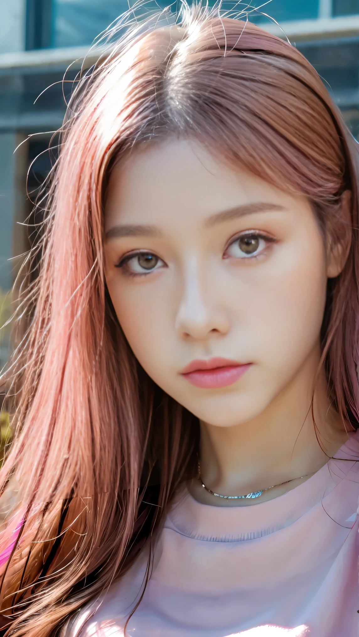 highest quality, Masterpieces, High resolution, One girl, Super beautiful face, Very beautiful eyes, Very beautiful pink hair,Trendy clothing,Expose your shoulders