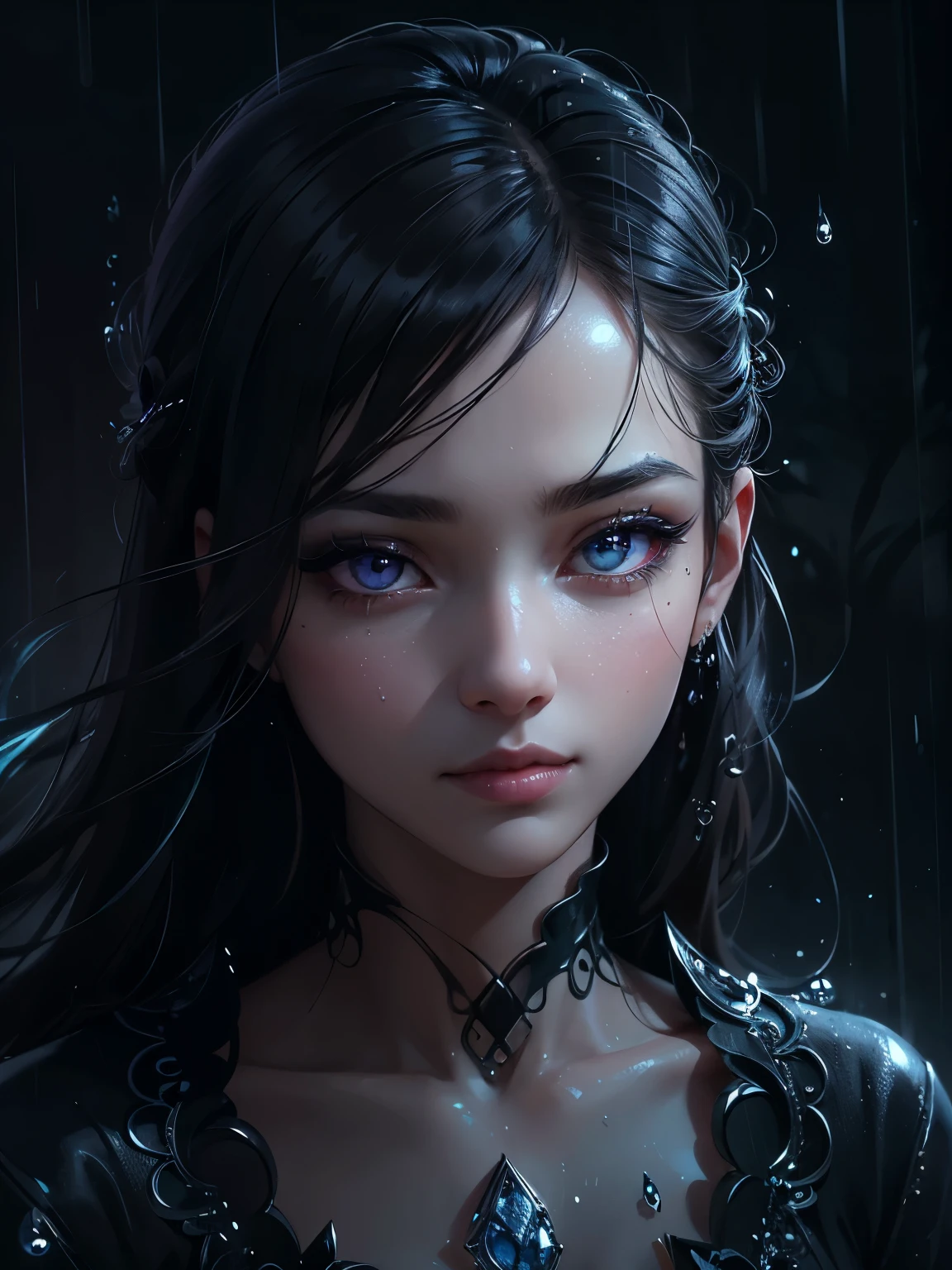 girl, beautiful, dance, rain, water drop, ink drop, many color ink drop, fantasy, water, high detailed real eye, high quality pupil, double eyelid, high detailed real skin, high quality skin, photo quality, professional lighting, real shadow, masterpiece,