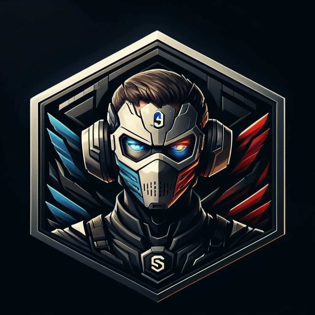 Badgetype,solo badge,counter strike2 type badge,solo,looking at viewer,blue eyes,1boy,male focus,no humans,mask,glowing,black background,portrait,straight-on,tokusatsu
