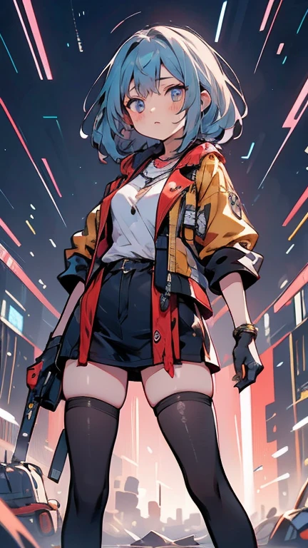 olhos brilhantes, cabelo brilhante colorido, wearing science fiction jacket, estilo anime, alto detalhe, Futurism, luz brilhante, Ultra HD, retina, obra de arte, preciso, Anatomicamente Correto, pele texturizada, super detalhe, alto detalhes, alta qualidade, premiado, melhor qualidade, high resolution
