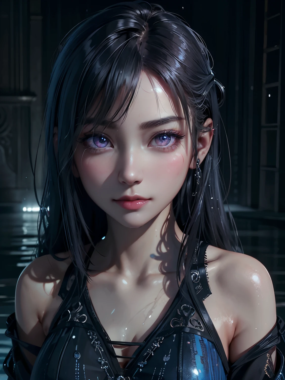 girl, beautiful, dance, rain, water drop, ink drop, many color ink drop, fantasy, water, high detailed real eye, high quality pupil, double eyelid, high detailed real skin, high quality skin, photo quality, open clothes, professional lighting, real shadow, masterpiece,