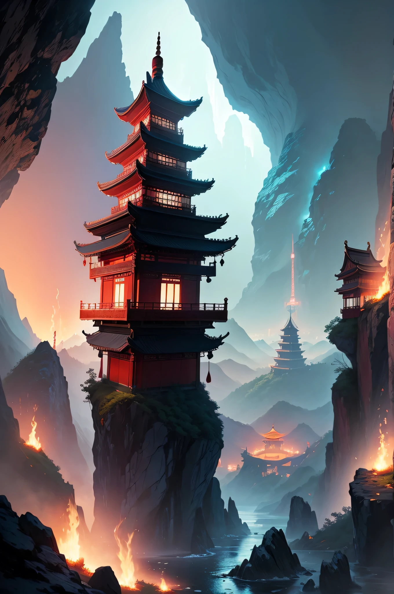 Heavenly depths, china, Chinese manga, backgrounds from Chinese manga, background, stock.