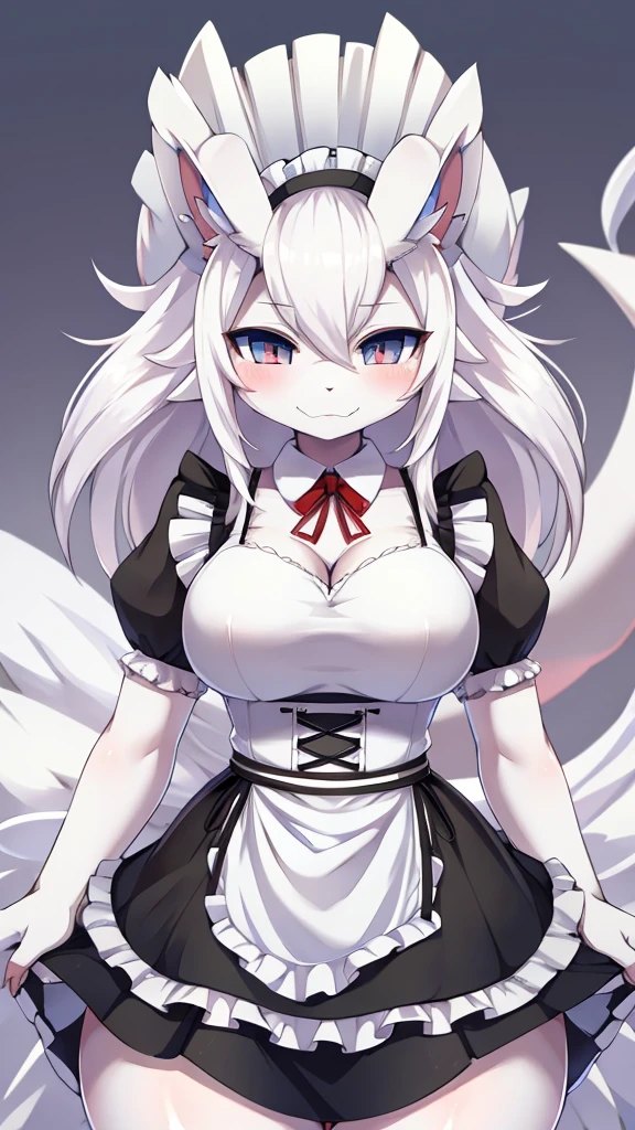 Reshiram,furry,Shark tail,Mo is cute.,Bust 87,Waist 57,Thigh 85,very good,Good resolution,Wear a maid&#39;s outfit.,Sweating,good shadow details,shade,Passionate mood,sexy body