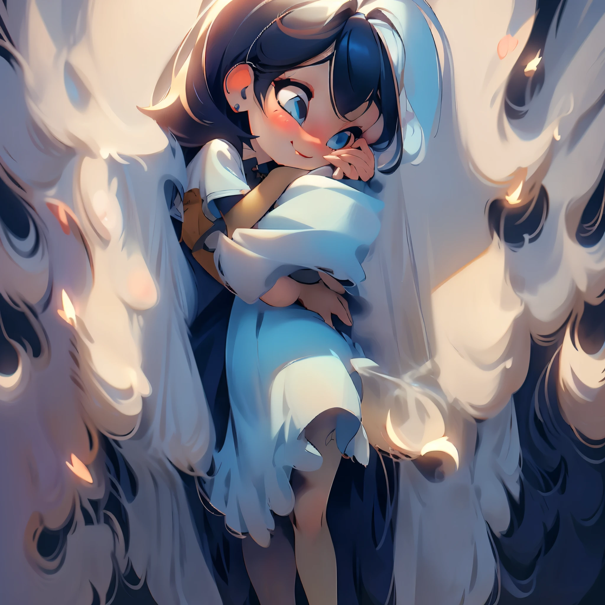 In this extraordinary 4K image, envision an impeccably detailed chibi couple, consisting of a charming boy and girl, deeply immersed in a tender embrace. The boy, with sleek black short hair and captivating red eyes, stands tall beside the girl. His captivating fox ears elegantly protrude from his hair, and a fluffy fox tail gracefully extends behind him. With skillful hands, he envelops the girl in a warm embrace, radiating affection and care.

Conversely, the girl, adorned with long flowing black hair and enchanting blue eyes, gazes up at her partner with adoration. Despite her  stature, she exudes grace and elegance. Bunny ears adorn her head, complementing her fluffy bunny tail. Her eyes shimmer with love as she snuggles into his arms, feeling protected and cherished.

Encircled by a mesmerizing aura of shimmering hearts and twinkling sparkles, the couple epitomizes perfection and love. Every intricate detail, from the strands of their hair to the depth of their eyes, is meticulously depicted in stunning 4K quality. This super cute and super lovely image captures the essence of their bond, emanating warmth and joy to all who behold it.